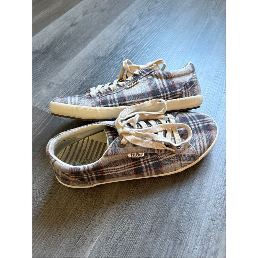 TAOS Star Sneakers Gray Plaid Multi Shoes 8.5 Wide Women’s